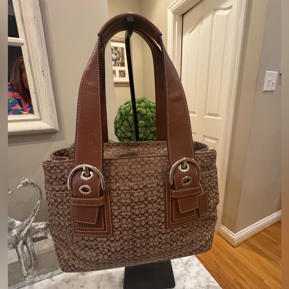 Coach - SoHo Signature Brown Tote Bag - Double Handle, Mini C’s 2008 #12310 EUC - Picture 1 of 9